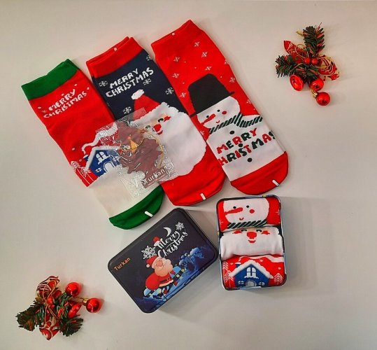 Turkan Носки новогодние женские в железной коробке 3 пары, 5