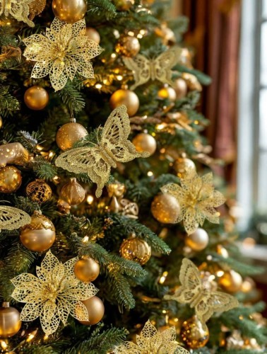 Набор елочных игрушек, цветок/бабочка, 5 в 1