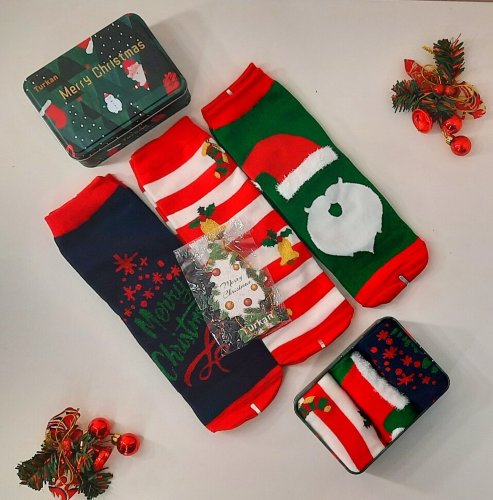 Turkan Носки новогодние женские в железной коробке 3 пары, 1