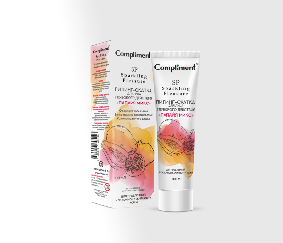 Compliment Sparkling Pleasure пилинг-скатка для лица глубокого действия «Папайя микс», 100мл