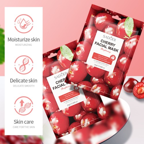 Sadoer Тканевая маска для лица с экстрактом черешни Cherry Facial Mask, 25г