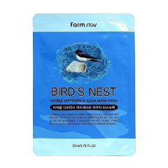 FarmStay Тканевая маска для лица с экстрактом ласточкиного гнезда Visible Difference Mask Sheet Bird'S Nest Aqua, 23мл 