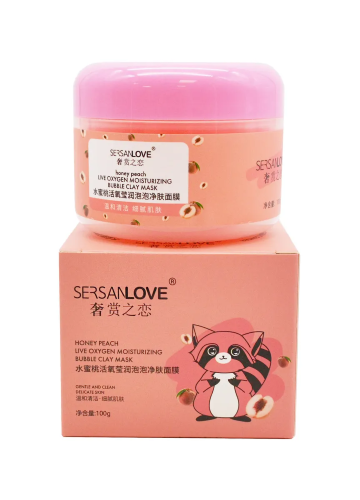 SersanLove Пузырьковая маска для лица с экстрактом меда и персика Honey Peach Live Oxygen Moisturizing Bubble Сlay Mask, 100 гр