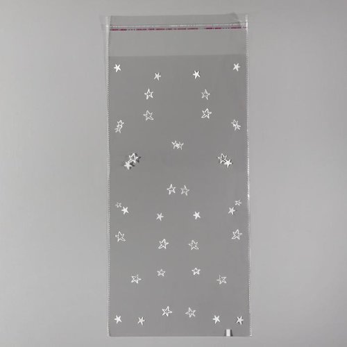 Пакет подарочный с липкой лентой "Звездочки" 20х40/4см 25 мкм, 10шт