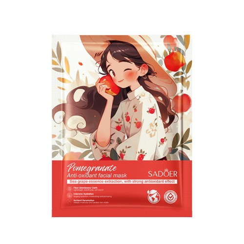 Sadoer Тканевая маска для лица с экстрактом граната Pomegranate Anti-O[idant Facial Mask, 25мл