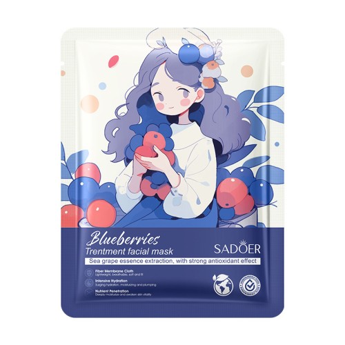 Sadoer Тканевая маска для лица с экстрактом черники Blueberries Trentment Facial Mask, 25мл