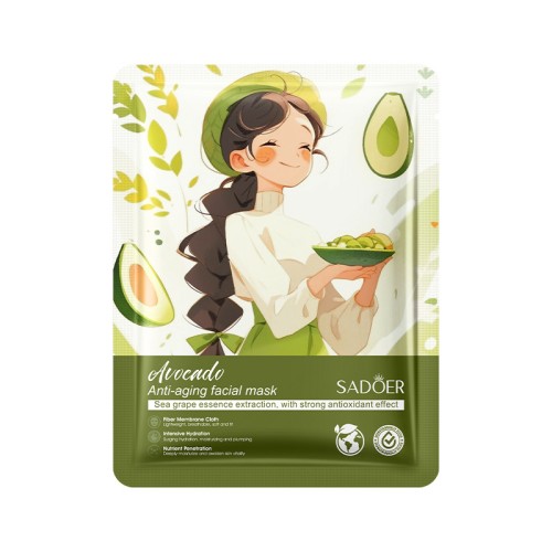 Sadoer Тканевая маска для лица с экстрактом авокадо Avocado Anti-Aging Facial Mask, 25мл