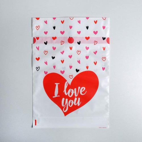 Пакет с лентой I love you 20×30см, 1шт