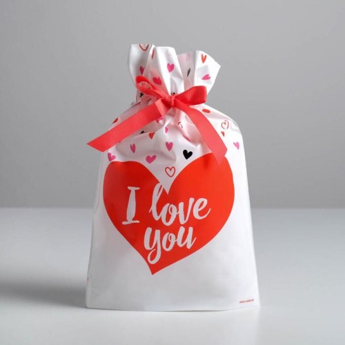 Пакет с лентой I love you 20×30см, 1шт