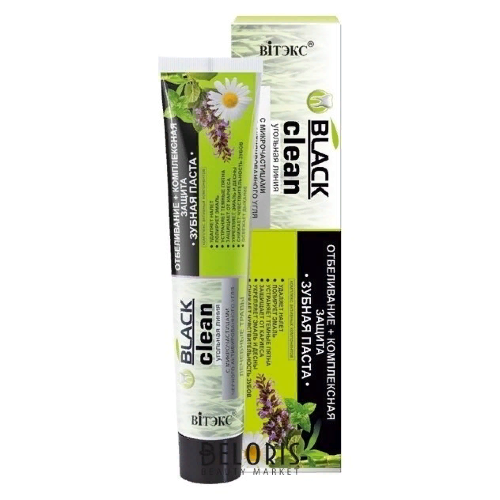 Vitex Black Clean Зубная паста "Отбеливание + комплексная защита", 85г