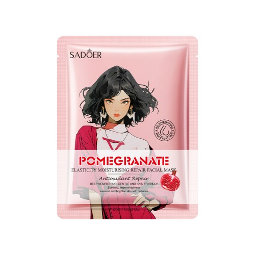 Sadoer Тканевая маска для лица с экстрактом граната Pomegranate Elasticity Moisturising Repair Facial Mask, 25мл