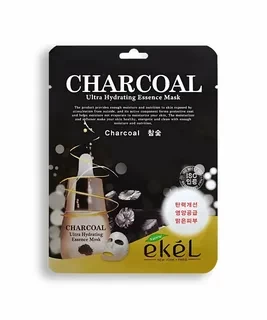 Ekel Тканевая маска для лица с экстрактом древесного угля Charcoal Ultra Hydrating Essence Mask, 25мл