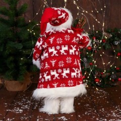 Санта Клаус с мешочком подарков и фонариком, 48см 