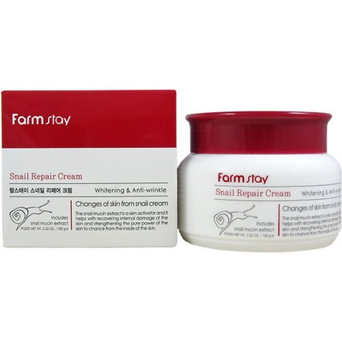 FarmStay Восстанавливающий крем для лица с экстрактом улитки Snail Repair Cream, 100г