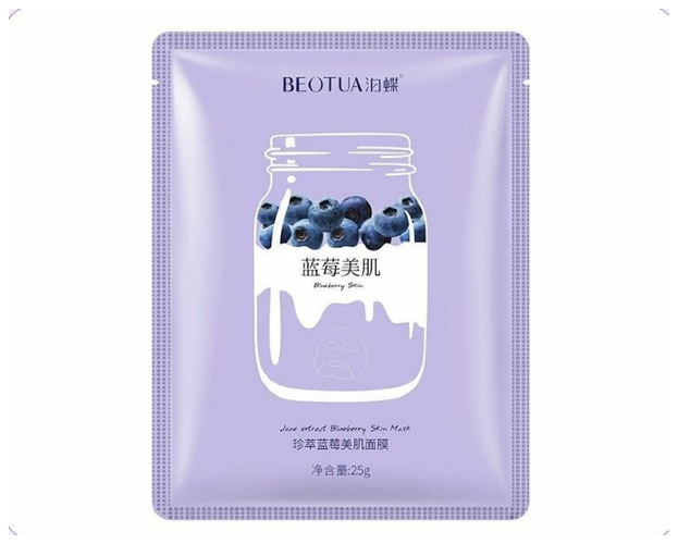 Beotua Тканевая маска для лица с экстрактом черничного йогурта Colorful Blueberry Fresh Mask, 25г