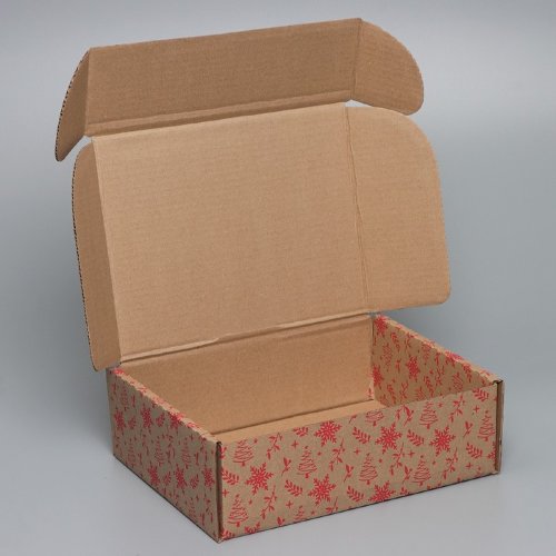 Коробка сборная «С новым годом» бурый 27см*21см*9см, 1шт