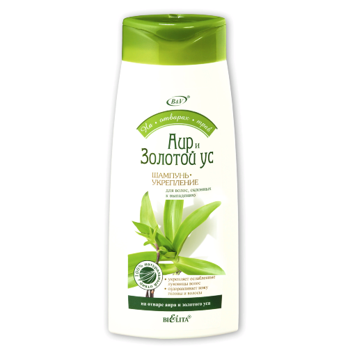 Bielita Шампунь-укрепление на отварах трав "Аир и Золотой ус", для волос склонных к выпадению, 480мл