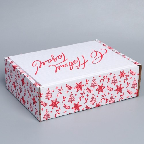 Коробка сборная «С новым годом» белый 27см*21см*9 см